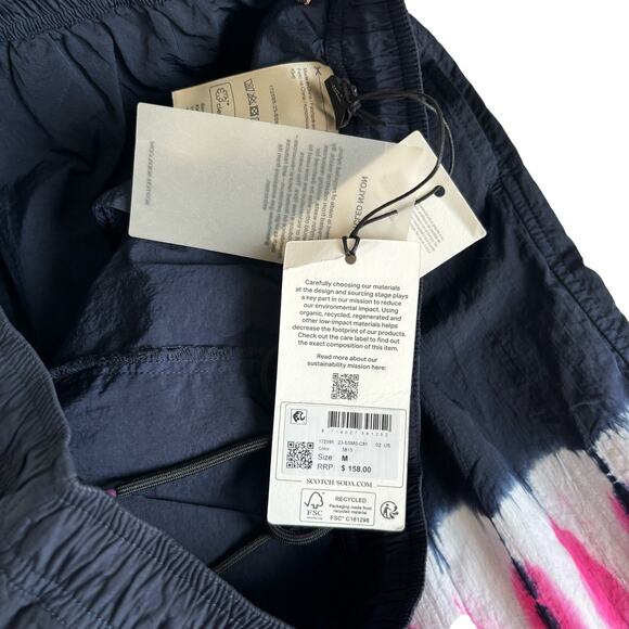 Scotch & Soda Men’s Navy Blue and Pink Tie Dye Nylon Swim Shorts Size Medium - Picture 2 of 9